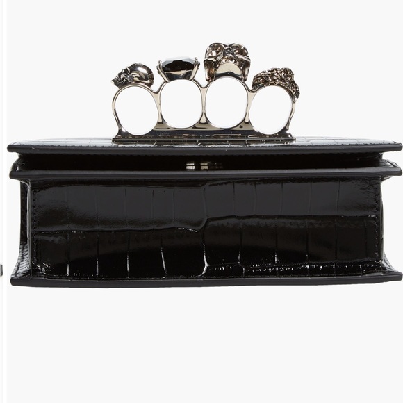 Alexander McQueen Mini Jeweled Croc Embossed Leather Satchel - Picture 7 of 7